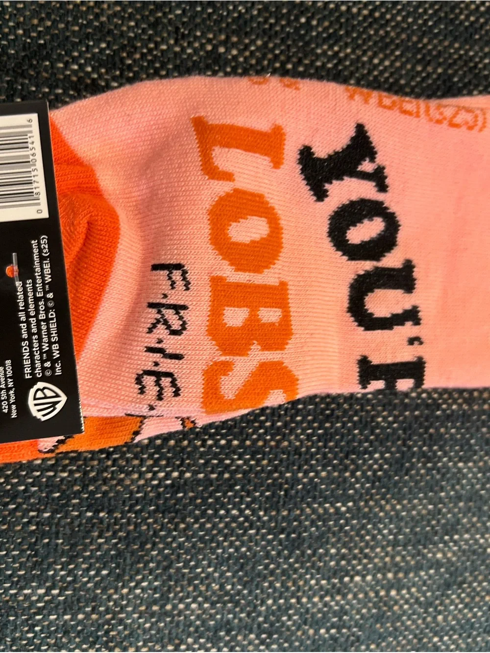 FRIENDS Pink Crew Socks with Orange Fox Graphic